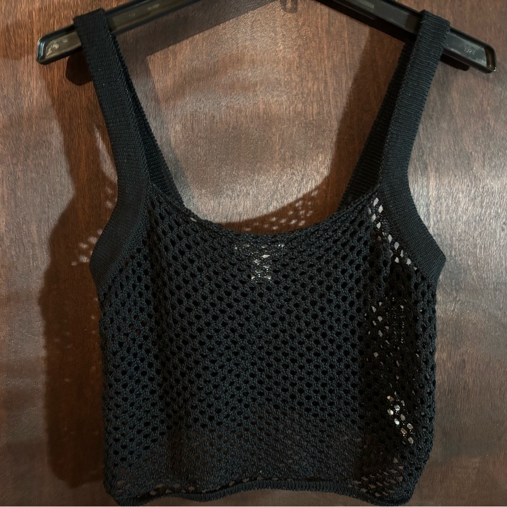 Charlotte Russe Black Mesh Crop Tank Top- NWOT